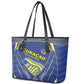 Curacao Football Leather Tote Bag Blue Wave Geometric Caribbean Sports Motif