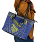 Curacao Football Leather Tote Bag Blue Wave Geometric Caribbean Sports Motif