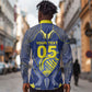 Custom Curacao Football Long Sleeve Button Shirt Blue Wave Geometric Caribbean Sports Motif