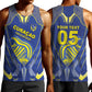 Custom Curacao Football Men Tank Top Blue Wave Geometric Caribbean Sports Motif