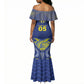 Custom Curacao Football Mermaid Dress Blue Wave Geometric Caribbean Sports Motif