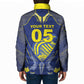 Custom Curacao Football Padded Jacket Blue Wave Geometric Caribbean Sports Motif