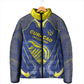 Custom Curacao Football Padded Jacket Blue Wave Geometric Caribbean Sports Motif