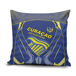 Curacao Football Pillow Cover Blue Wave Geometric Caribbean Sports Motif