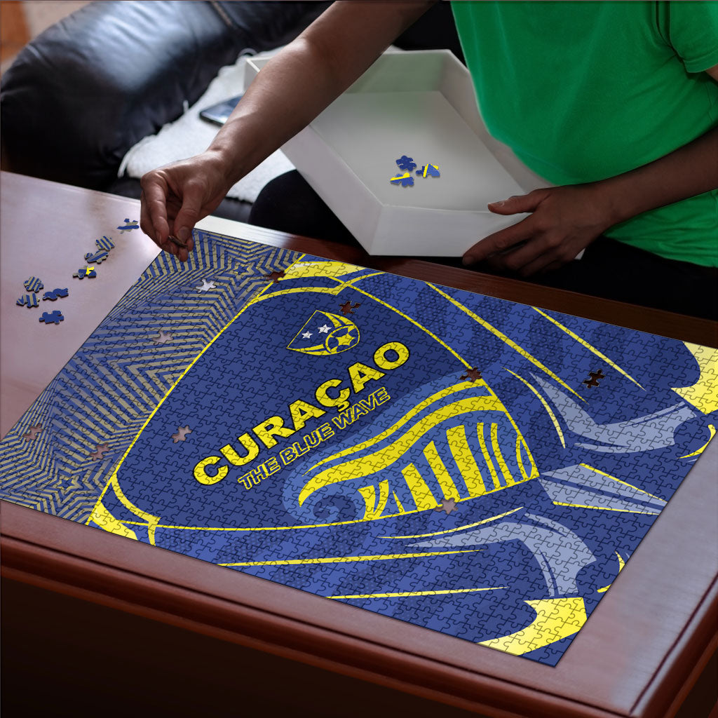 Curacao Football Puzzle Blue Wave Geometric Caribbean Sports Motif
