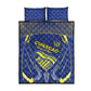 Curacao Football Quilt Bed Set Blue Wave Geometric Caribbean Sports Motif