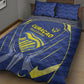 Curacao Football Quilt Bed Set Blue Wave Geometric Caribbean Sports Motif