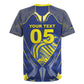 Custom Curacao Football Rugby Jersey Blue Wave Geometric Caribbean Sports Motif