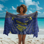 Curacao Football Sarong Blue Wave Geometric Caribbean Sports Motif