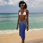 Curacao Football Sarong Blue Wave Geometric Caribbean Sports Motif