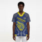 Custom Curacao Football Scrub Top Blue Wave Geometric Caribbean Sports Motif