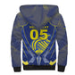Custom Curacao Football Sherpa Hoodie Blue Wave Geometric Caribbean Sports Motif