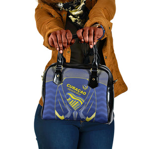 Curacao Football Shoulder Handbag Blue Wave Geometric Caribbean Sports Motif