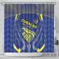 Curacao Football Shower Curtain Blue Wave Geometric Caribbean Sports Motif