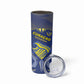 Custom Curacao Football Skinny Tumbler Blue Wave Geometric Caribbean Sports Motif