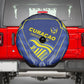 Curacao Football Spare Tire Cover Blue Wave Geometric Caribbean Sports Motif