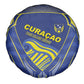 Curacao Football Spare Tire Cover Blue Wave Geometric Caribbean Sports Motif