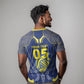 Custom Curacao Football T shirt Blue Wave Geometric Caribbean Sports Motif