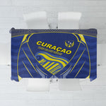 Curacao Football Tablecloth Blue Wave Geometric Caribbean Sports Motif