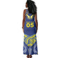 Custom Curacao Football Tank Maxi Dress Blue Wave Geometric Caribbean Sports Motif