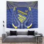 Curacao Football Tapestry Blue Wave Geometric Caribbean Sports Motif