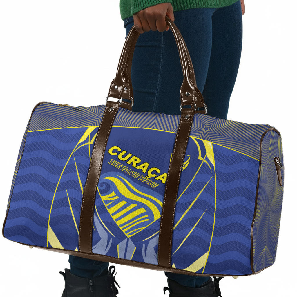 Curacao Football Travel Bag Blue Wave Geometric Caribbean Sports Motif