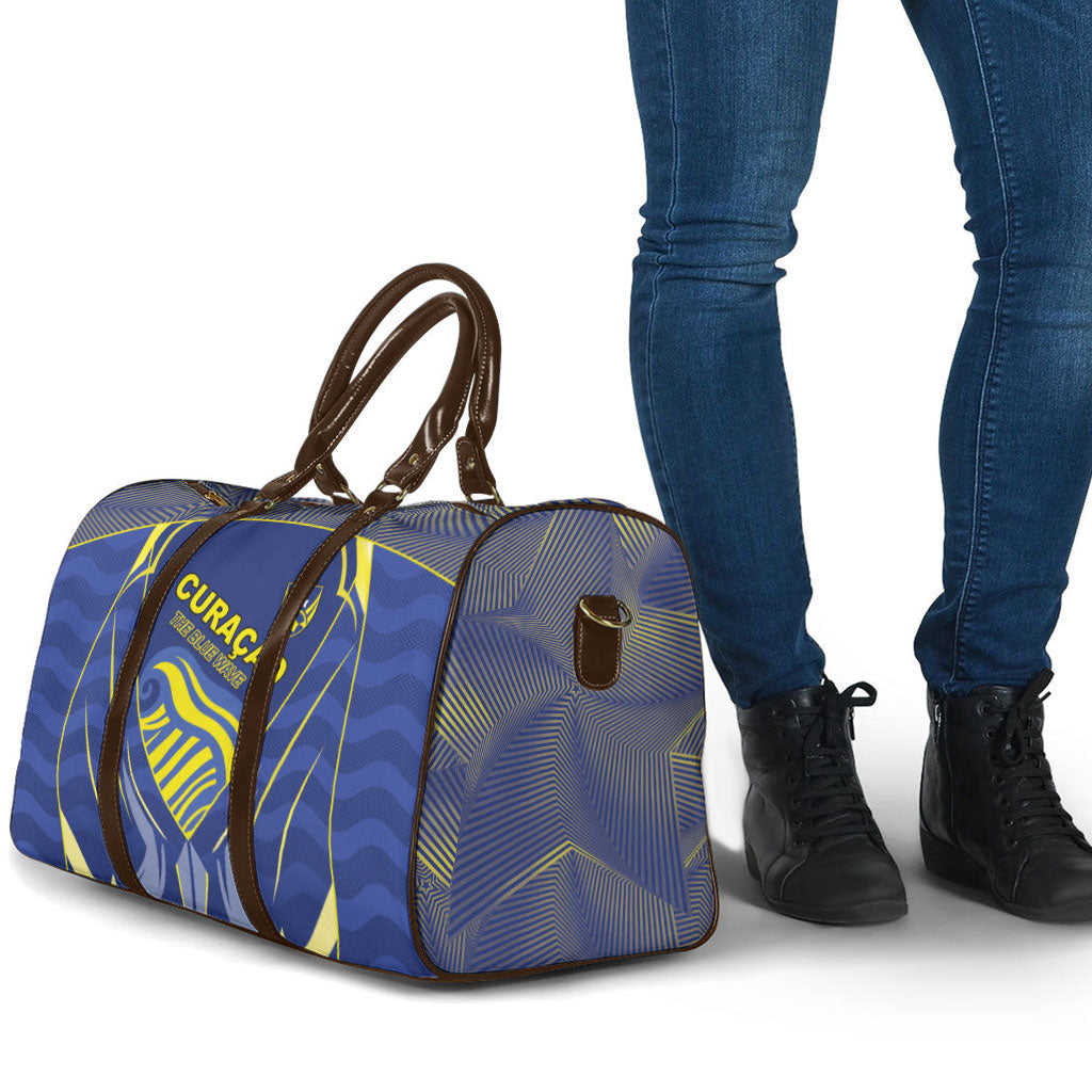 Curacao Football Travel Bag Blue Wave Geometric Caribbean Sports Motif