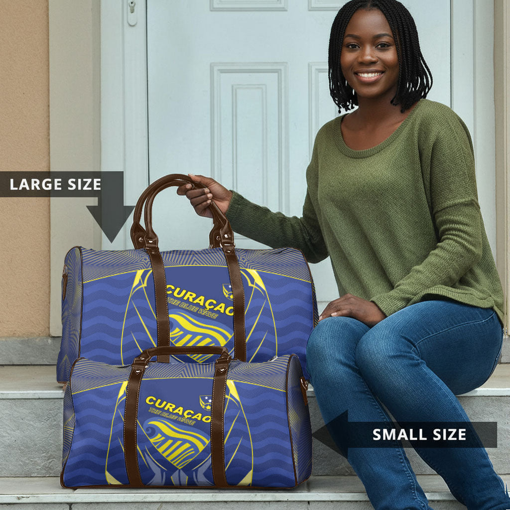 Curacao Football Travel Bag Blue Wave Geometric Caribbean Sports Motif