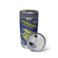 Custom Curacao Football Tumbler Cup Blue Wave Geometric Caribbean Sports Motif