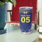 Custom Curacao Football Tumbler Cup Blue Wave Geometric Caribbean Sports Motif