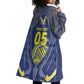 Custom Curacao Football Wearable Blanket Hoodie Blue Wave Geometric Caribbean Sports Motif