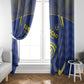Curacao Football Window Curtain Blue Wave Geometric Caribbean Sports Motif