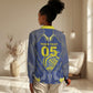 Custom Curacao Football Women Casual Shirt Blue Wave Geometric Caribbean Sports Motif