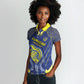Custom Curacao Football Women Polo Shirt Blue Wave Geometric Caribbean Sports Motif