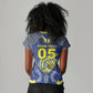 Custom Curacao Football Women V-Neck T-Shirt Blue Wave Geometric Caribbean Sports Motif