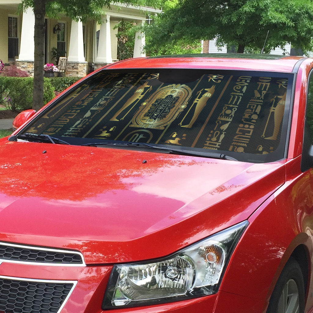 Egypt Cartouche Auto Sun Shade Gold Pharaoh Hieroglyphics Patterns