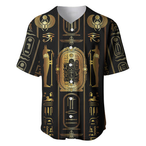 Egypt Cartouche Baseball Jersey Gold Pharaoh Hieroglyphics Patterns