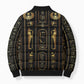 Egypt Cartouche Bomber Puffer Jacket Gold Pharaoh Hieroglyphics Patterns