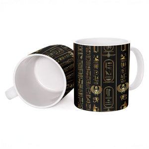 Egypt Cartouche Ceramic Mug Gold Pharaoh Hieroglyphics Patterns