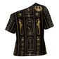 Egypt Cartouche Cross Shoulder Shirt Gold Pharaoh Hieroglyphics Patterns