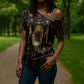 Egypt Cartouche Cross Shoulder Shirt Gold Pharaoh Hieroglyphics Patterns