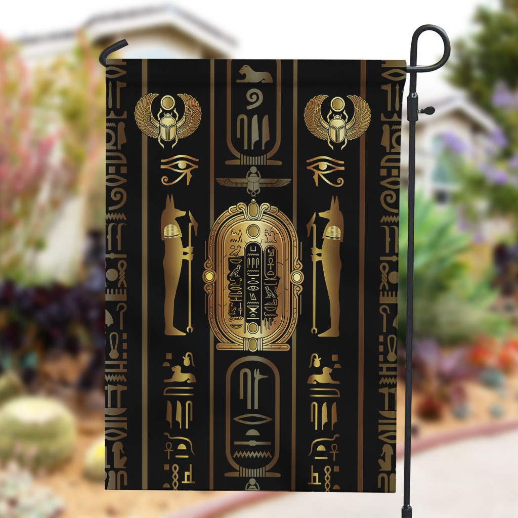 Egypt Cartouche Garden Flag Gold Pharaoh Hieroglyphics Patterns