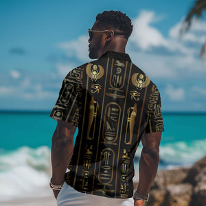 Egypt Cartouche Hawaiian Shirt Gold Pharaoh Hieroglyphics Patterns