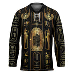 Egypt Cartouche Hockey Jersey Gold Pharaoh Hieroglyphics Patterns