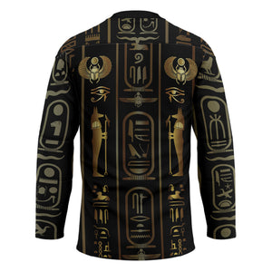 Egypt Cartouche Hockey Jersey Gold Pharaoh Hieroglyphics Patterns