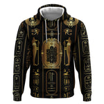 Egypt Cartouche Hoodie Gold Pharaoh Hieroglyphics Patterns