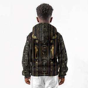 Egypt Cartouche Kid Hoodie Gold Pharaoh Hieroglyphics Patterns
