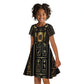 Egypt Cartouche Kid Short Sleeve Dress Gold Pharaoh Hieroglyphics Patterns