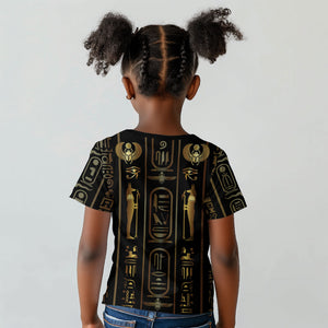 Egypt Cartouche Kid T shirt Gold Pharaoh Hieroglyphics Patterns