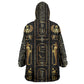 Egypt Cartouche Kid Wearable Blanket Hoodie Gold Pharaoh Hieroglyphics Patterns